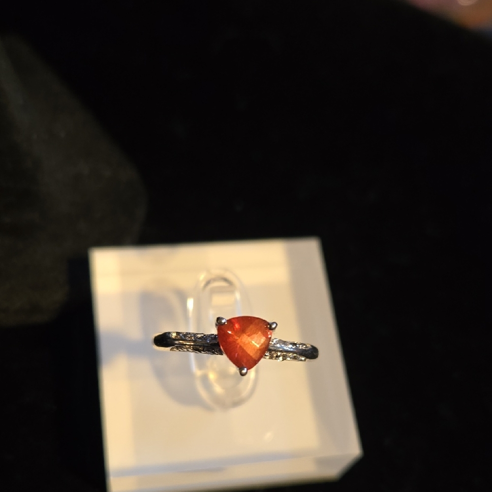 Vibtage Orange Sapphire Silver Ring, 8
